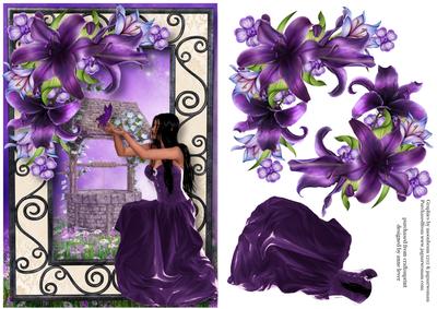 Beauty in Purple Dress with Dark Shadows Lilies