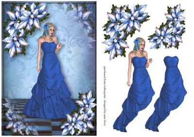 Ice Blue Poinsettias Ballgown Beauty