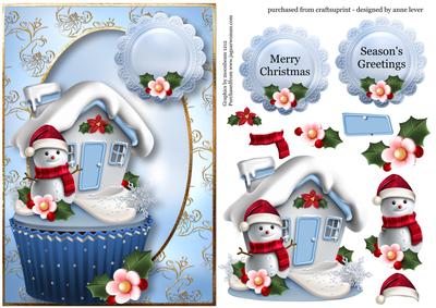 Fabulous Snowman Cottage Christmas Cupcake