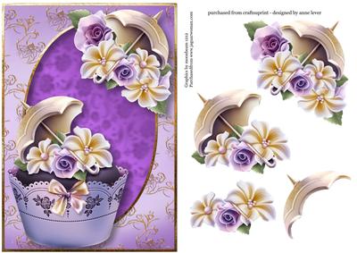 Fabulous Cupcake with Icing Flowers & Parasol