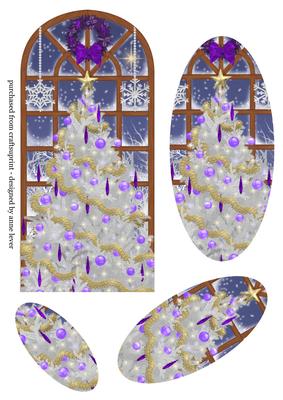 White & Purple Christmas Tree Arched Window Dl Pyramid