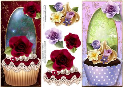 2 Cupcake Dl Toppers with Decoupage