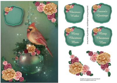 Beautiful Female Cardinal Floral Christmas