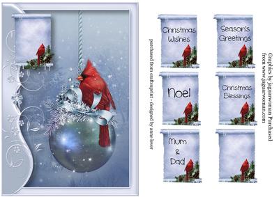 Red Cardinal Ice Blue Christmas