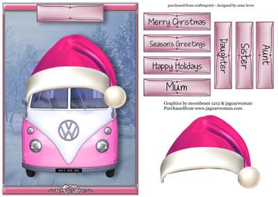 Vw Camper Van Merry Christmas - Pink