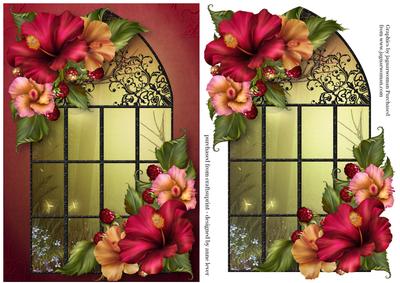 Enchanted Hibiscus Flowers Window