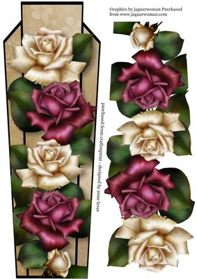 Art Deco Large Dl - Purple & Cream Roses