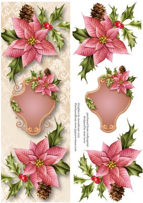 Large Dl Pink Poinsettias Christmas