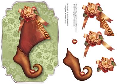 Feminine Vintage Heart & Rose Stocking
