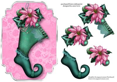 Gorgeous Feminine Vintage Stocking + Pink Poinsettia