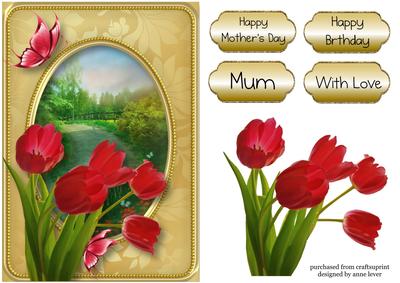 Beautiful Red Spring Tulips - Mothers Day, Birthday