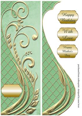 Green & Gold Swirl Large Dl