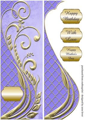 Lilac & Gold Swirl Large Dl