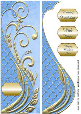 Blue & Gold Swirl Large Dl