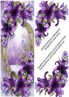 Large Dl Deep Purple Lilies & Golden Frame