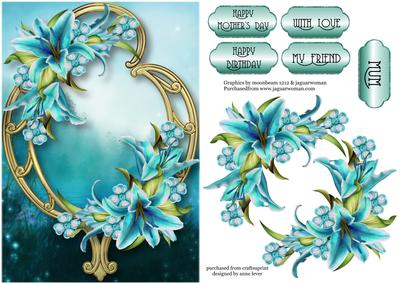 Beautiful Blue Lilies & Golden Frame