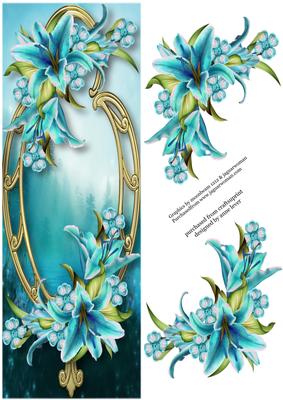 Large Dl Blue Lilies & Golden Frame