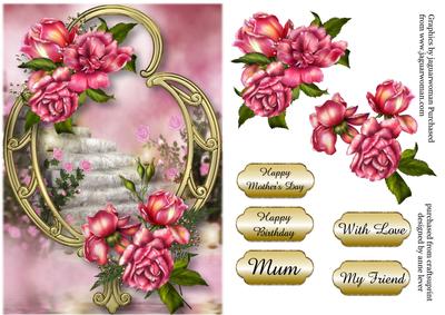Gorgeous Glory Roses & Golden Frame