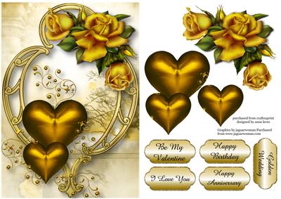 Hearts and Flowers - Golden Roses