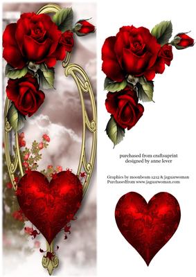 Large Dl Hearts & Flowers - Red Roses