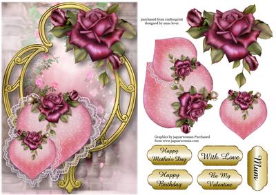Hearts and Flowers - Purple Roses