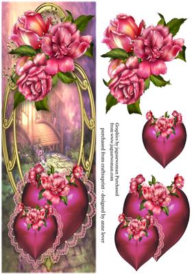 Large Dl Hearts & Flowers - Glory Rose