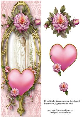 Large Dl Hearts & Flowers - a Rose Pink