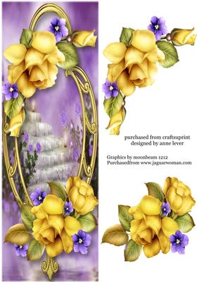 Large Dl Roses, Violets & Golden Frame