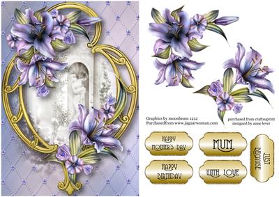 Beautiful Purple Lilies & Golden Frame
