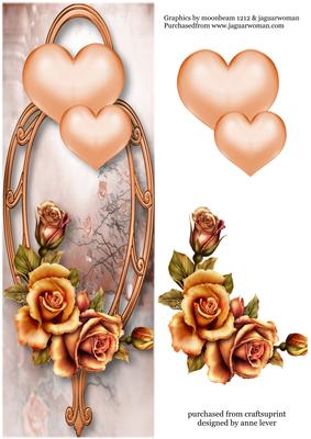 Large Dl Hearts & Flowers - Copper Roses