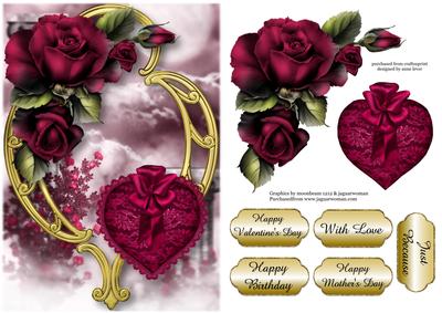 Hearts and Flowers - Magenta Roses