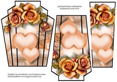 Art Deco Hearts & Flowers - Copper Roses