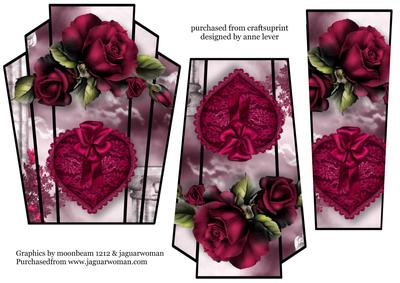 Art Deco Hearts & Flowers - Magenta Roses