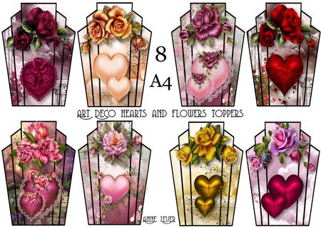 8 A4 Art Deco Hearts & Flowers Bumper Kit
