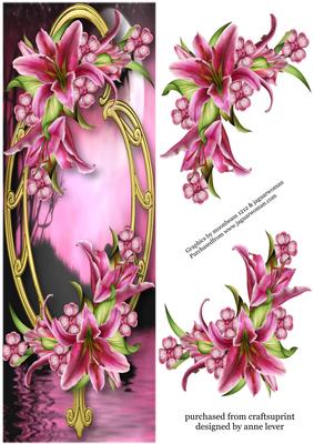 Large Dl Pink Stargazer Lilies & Golden Frame