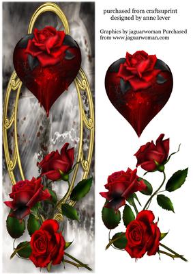Large Dl Hearts & Flowers - Gothic Dread Roses