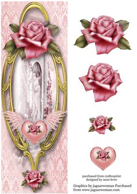 Large Dl Hearts & Flowers - Winged Heart & Rose