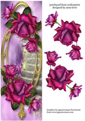 Large Dl Twilight Roses & Golden Frame