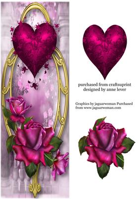 Large Dl Hearts & Flowers - Twilight Roses