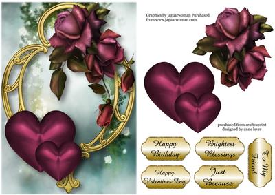 Hearts and Flowers - Purple November Roses