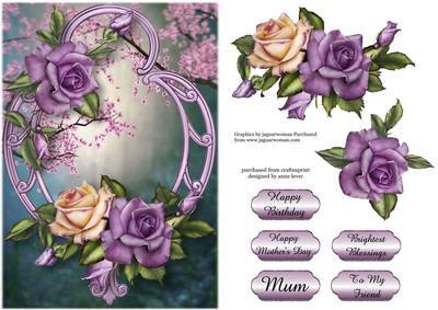 Heritage Roses & Purple Frame