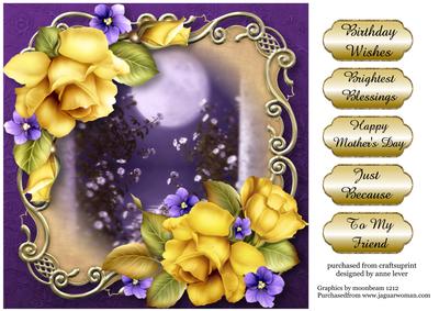 Gorgeous Yellow Roses Golden Scene - Square