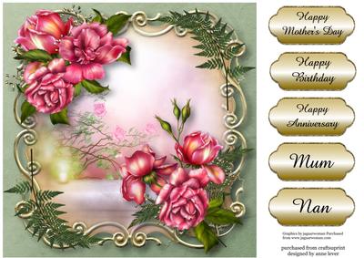 Gorgeous Glory Roses Golden Scene - Square