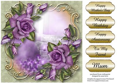 Beautiful Heritage Roses Golden Scene - Square