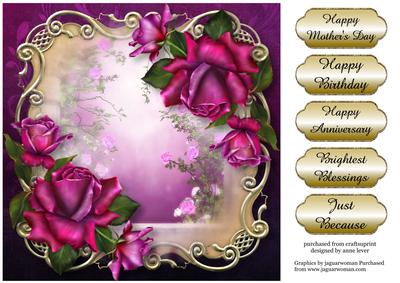 Twilight Roses Golden Scene - Square