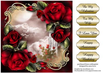 Gorgeous Red Roses Golden Scene - Square