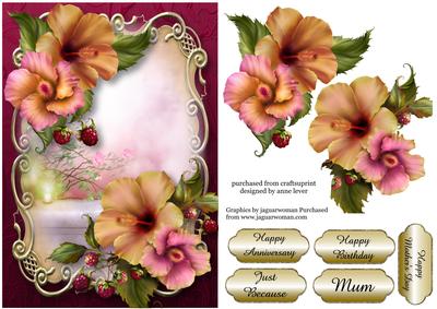 Pretty Hibiscus Flowers Golden Scene