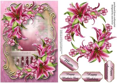 Pink Stargazer Lilies Golden Scene