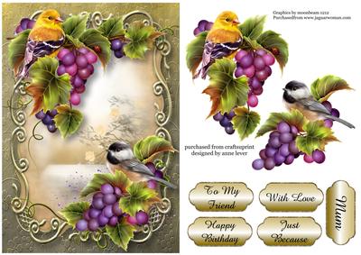 Birds & Grapes Golden Scene