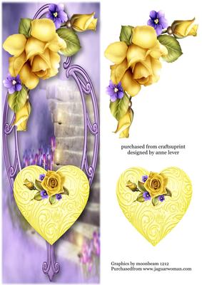 Large Dl Hearts & Flowers - Yellow Roses